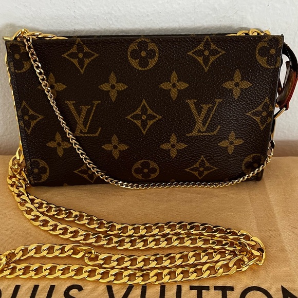 Louis Vuitton Monogram Mini Pouchette with Wristlet Chain and unbrand crossbody - Picture 13 of 16